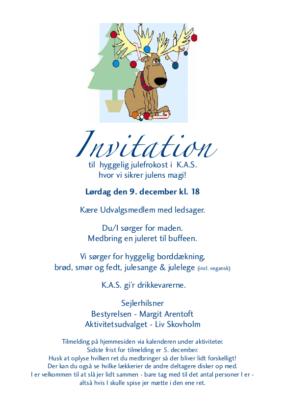 Julefrokost invitation tekst